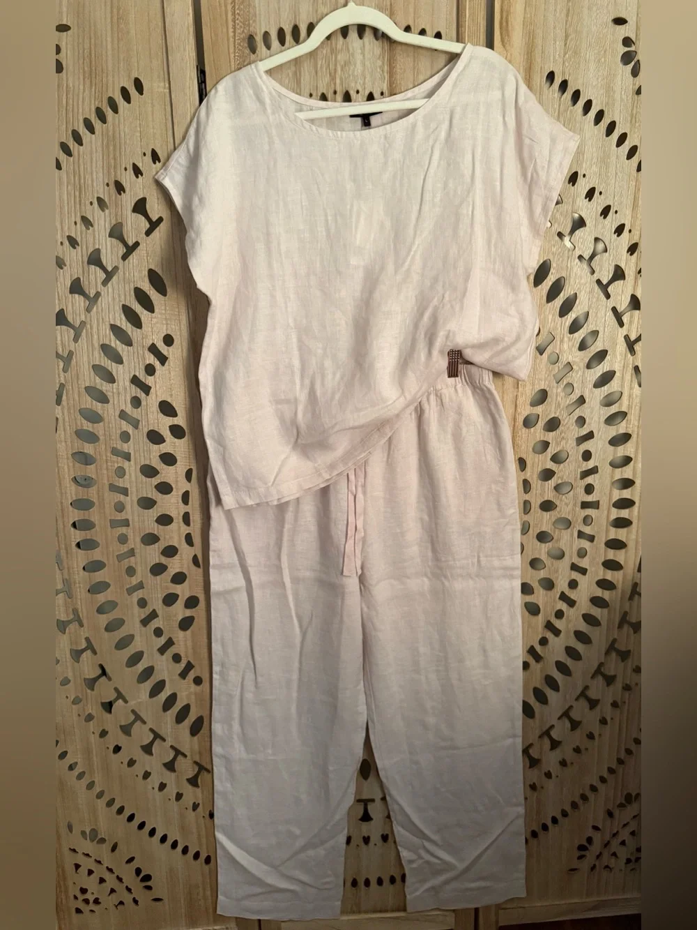 Quince 100% European Linen Boxy Tee & Wide Leg Pant Set | Size L Top / L Pants